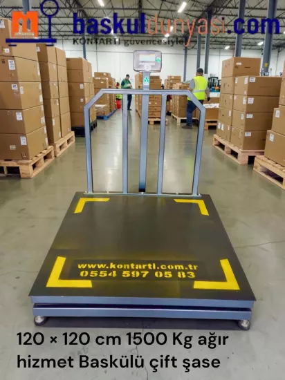 120x120 cm 1500 kg Kapasiteli Çift Şase Ağır Hizmet Tipi Baskül 
