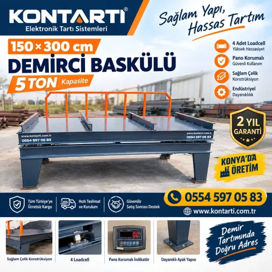 150x300 cm 5 Ton Demirci Baskülü: Ağır Hizmet Tipi Tartım Gücü