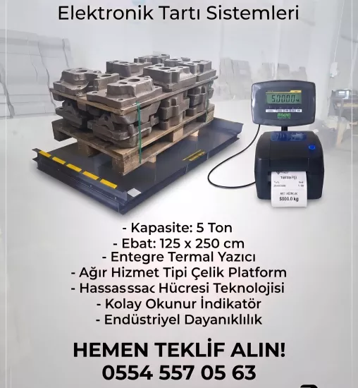 5 Tonluk Ağır Hizmet Baskülü etiket yazıcılı