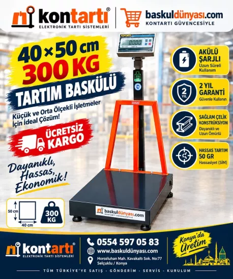 40x50 cm 300 Kg Elektronik Baskül — Dar Alanda Yüksek Kapasiteli Tartım