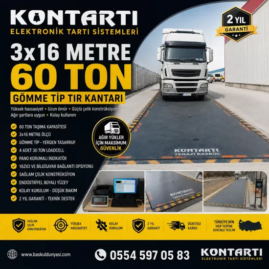 3×16 Metre 60 Ton Gömme Tip Tır Kantarı 3×16 Metre 60 Ton Gömme Tip Tır Kantarı