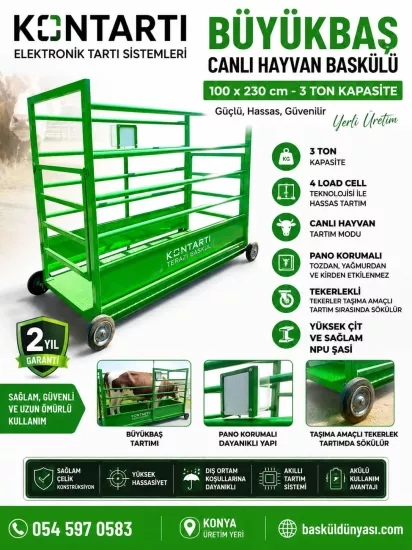 100*230Cm  Büyükbaş Canlı Hayvan Baskülü 3 Tonluk
