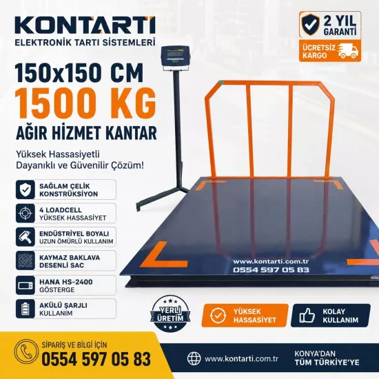 150x150 cm Ağır Hizmet Kantarı 1500 kg