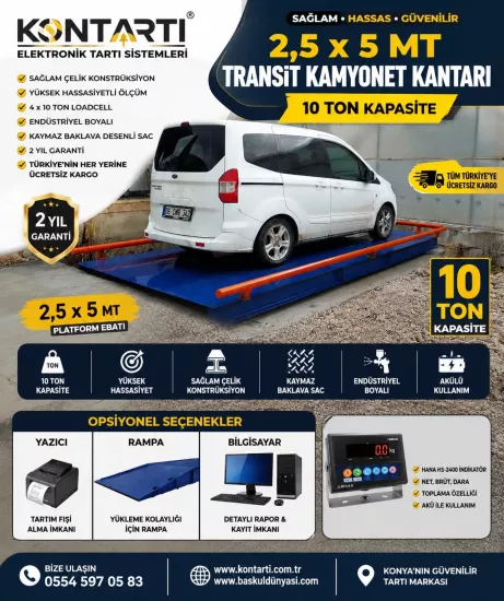 2,5x5 Metre 10 Ton Transit Kamyonet Kantarı 2,5x5 Metre 10 Ton Transit Kamyonet Kantarı
