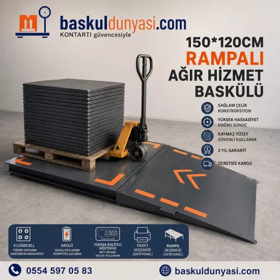 120x150 cm 1500 kg Kapasiteli Rampalı Baskül Kantar